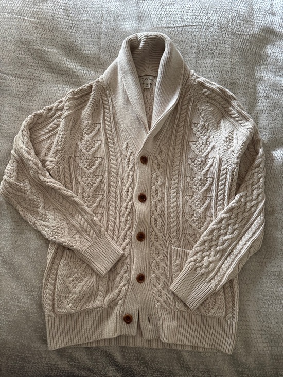 J. Crew Other - J. Crew Men's Cable Shawl Collar Cardigan - Cream